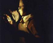 乔治 德 拉 图尔 : Boy Blowing at Lamp